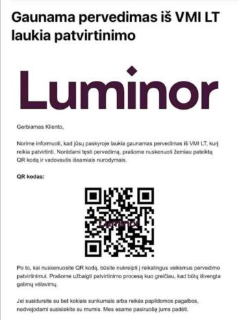 Sukčiai apsimeta „Luminor“ banku: būkite atsargūs