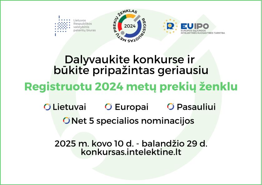 Valstybinis patentų biuras kviečia 2024 metais registruotus prekių ženklus varžytis dėl geriausiųjų vardo