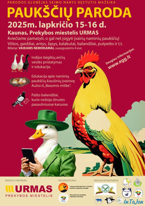 Paukščių paroda Kaune kviečia susipažinti su gražiausiais ir įdomiausiais eksponatais